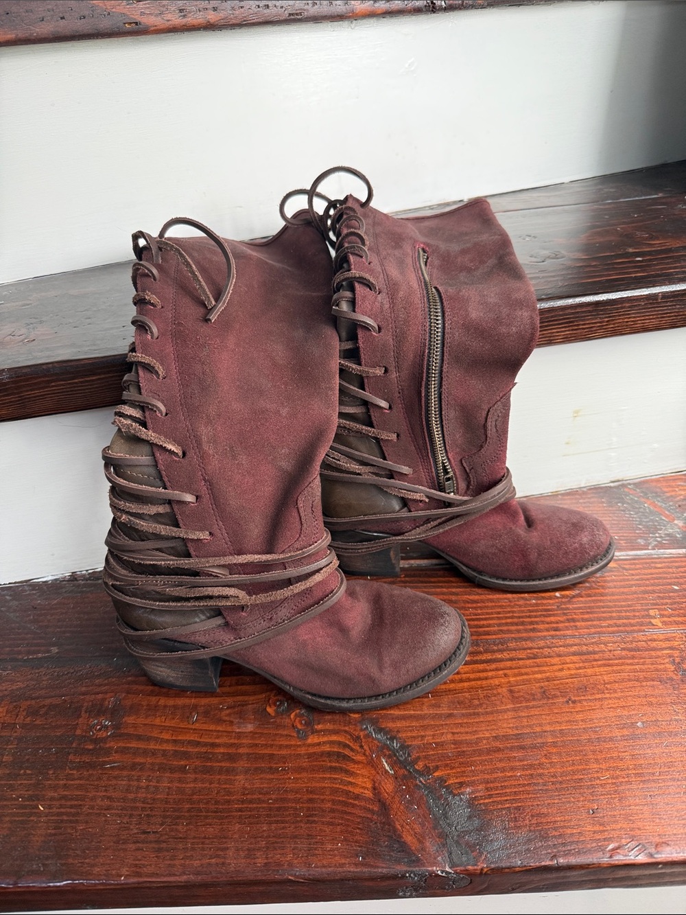 ✨Freebird by Steven Coal Tall Leather Boots Size 6 Wine Red✨